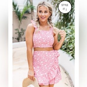 Pink Lily Two-Piece Floral Summer Set. Size small, $35.